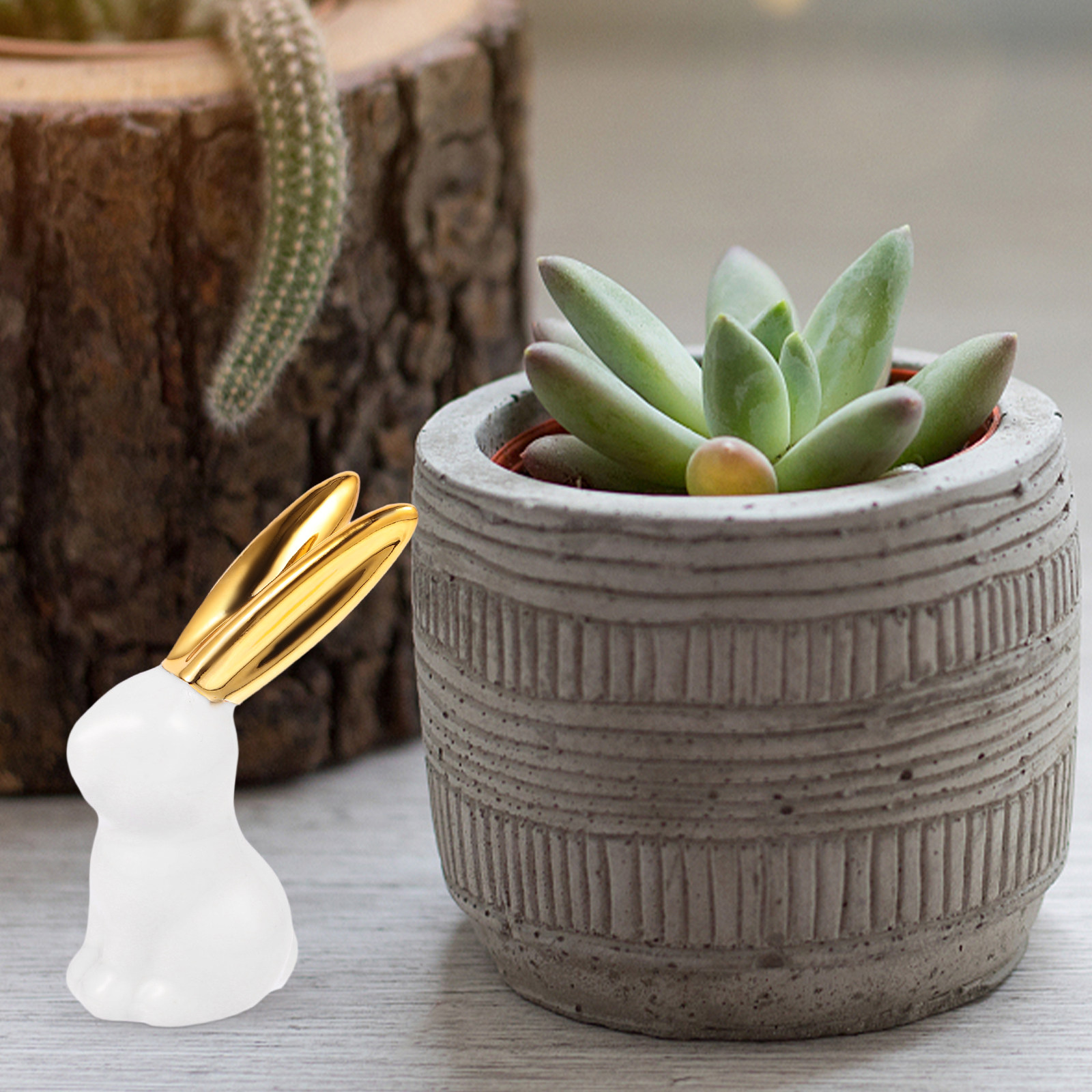 Coffee Tea Library - Small Ceramic Rabbit Statue Bunny Decoration