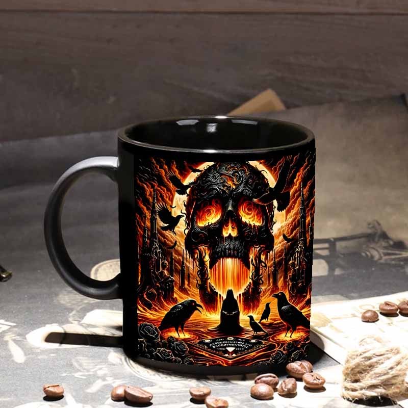 1pc, Black Skull, Crow Print,  – Coffee Tea Etc recenzja i cena