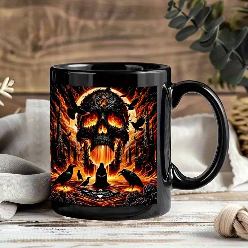 1pc, Black Skull, Crow Print,  – Coffee Tea Etc recenzja i cena