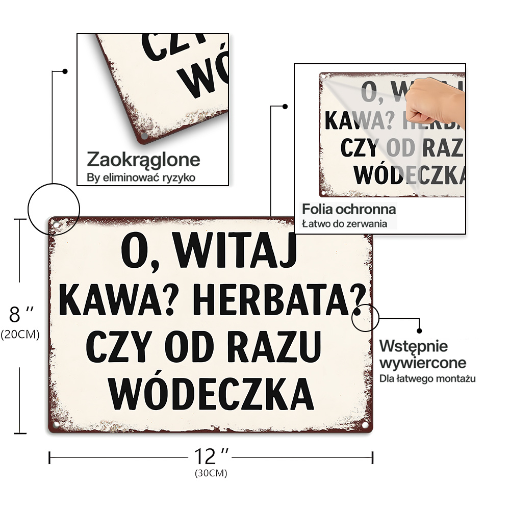 Vintage Metal Sign, Polish Fun – Coffee Tea Quotes recenzja i cena