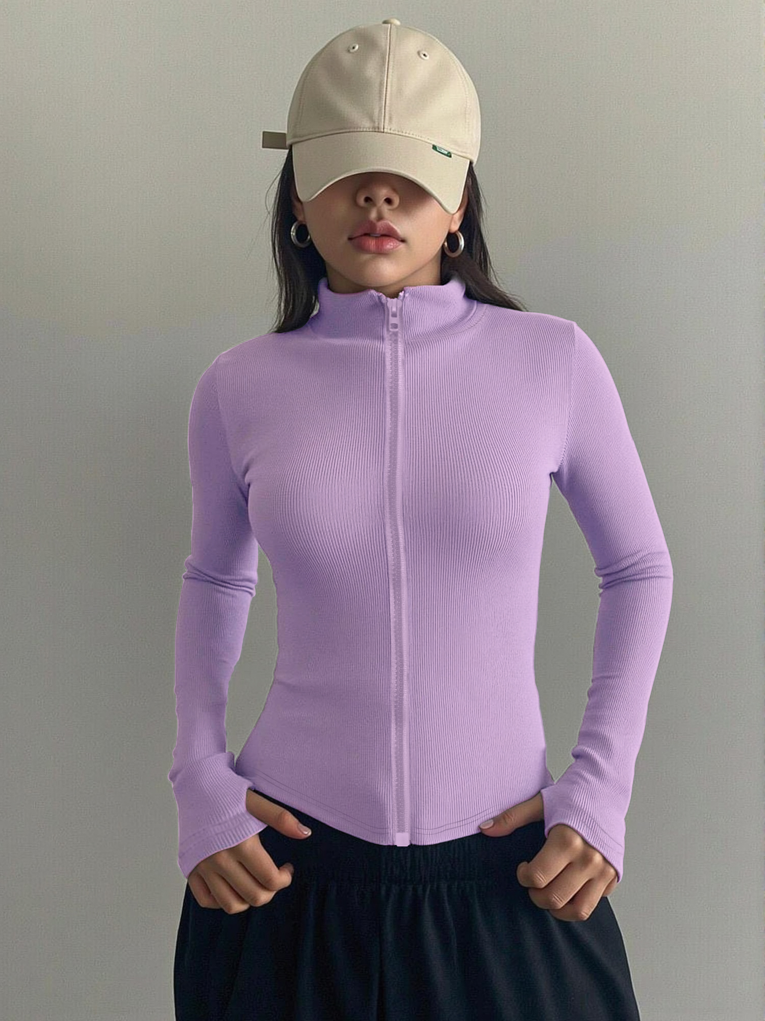 Casual Ribbed High Neck Zip-Up – Coffee & Tea Difabis recenzja i cena
