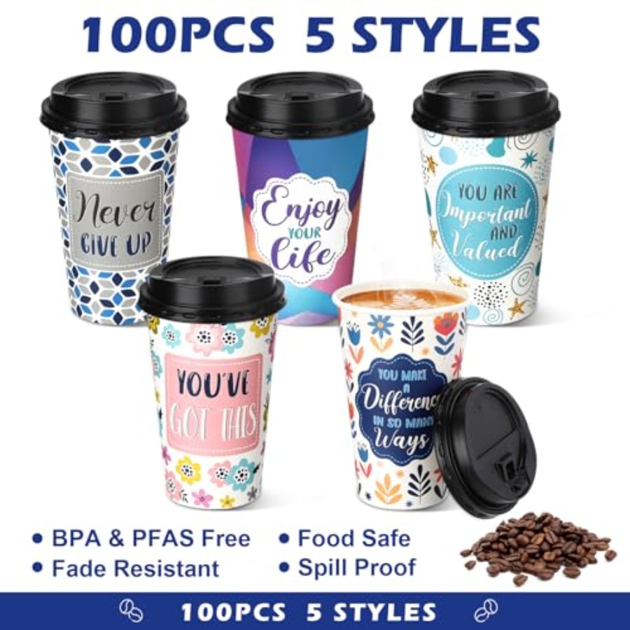 100 Pack 16 oz Disposable Coff – Coffee Tea Quotes recenzja i cena