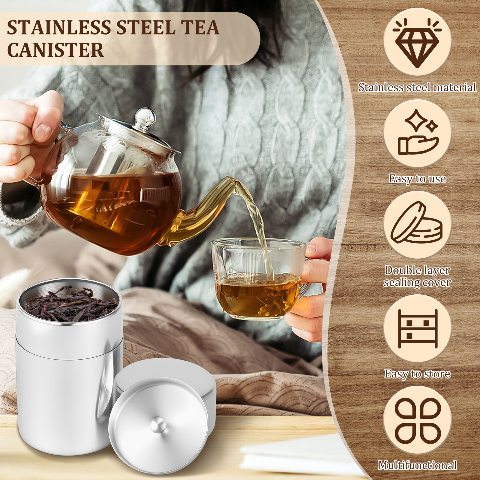 Stainless Steel Tea Leaf Tins  – Coffee Bean And Tea Leaf recenzja i cena