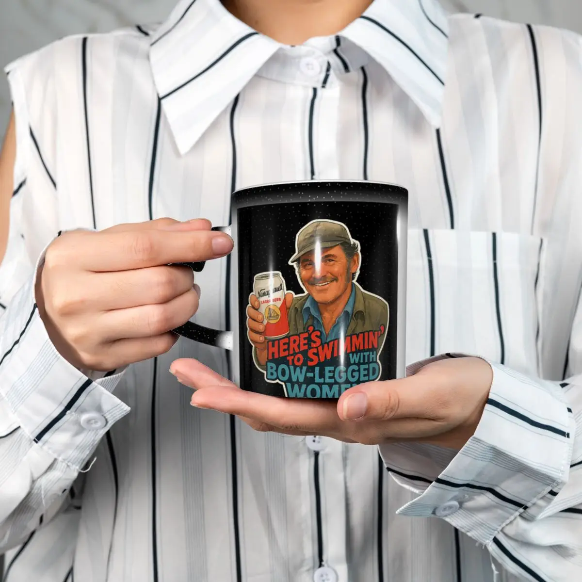 Heres To Swimmin Quint Jaws Mo – Coffee Tea Quotes recenzja i cena