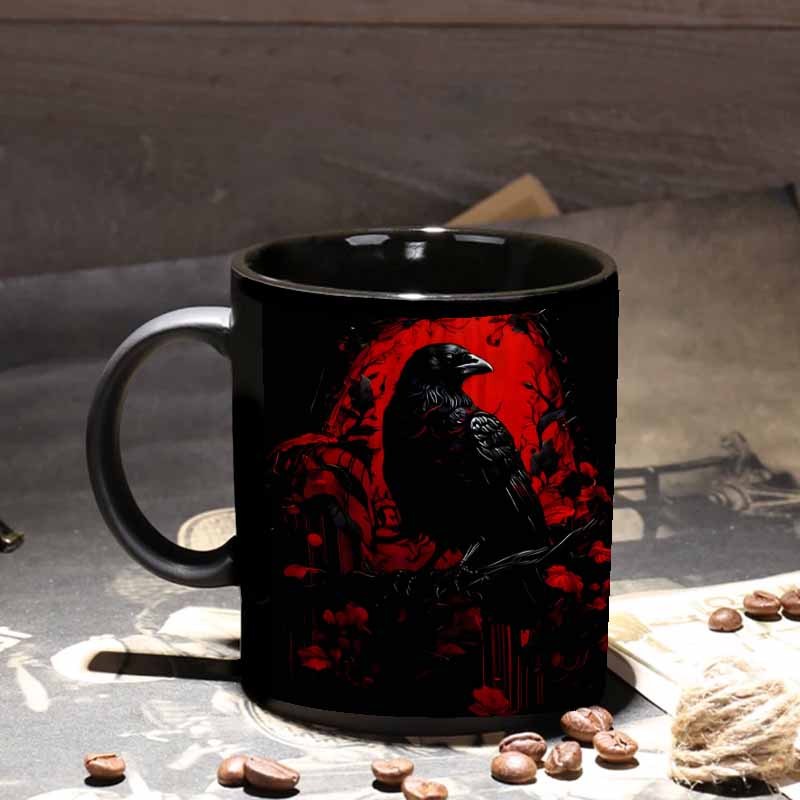 1pc, Blood-colored Crow Print, – Coffee Tea Etc recenzja i cena